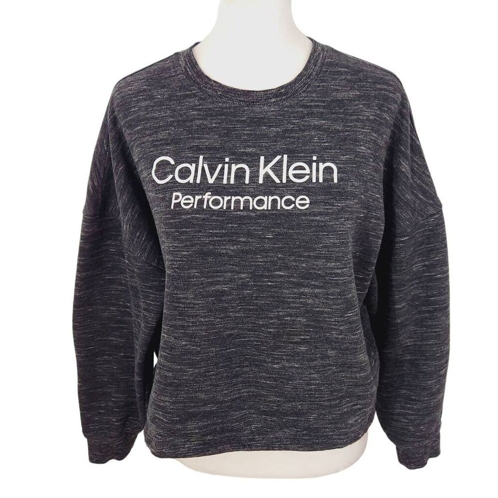 Calvin Klein Performance Gray Cropped Logo Sweatshirt Size Small Gray Sweatshirt